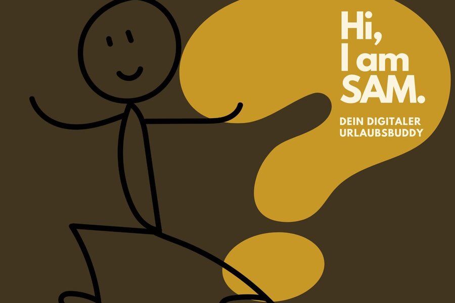 Stick figure beside yellow question mark and SAM text | © Maria Gruber